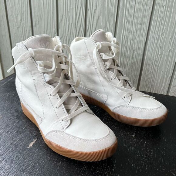 Sorel Out N About Wedge White Leather Sneaker Waterproof SZ 9 - Picture 9 of 11